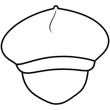 french cap outline coloring book page line art illustration digital drawing