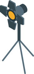 Poster - studio spotlight standing on tripod illuminating isometrically