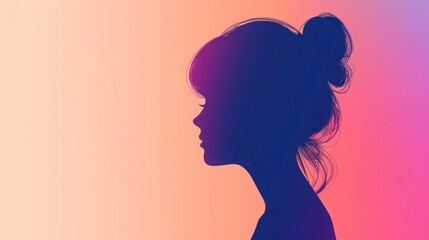 Wall Mural - Colorful profile silhouette of a young woman