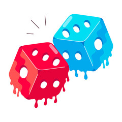 Poster - Graffiti sticker of a melting dice 

