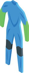 Poster - Blue diving suit with green sleeves and black knee protection presented in isometric view