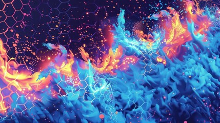 Wall Mural - Abstract colorful flame with blue and red colors toned