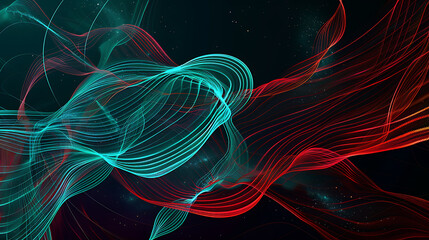 Wall Mural - Electric Neon Abstract Waves