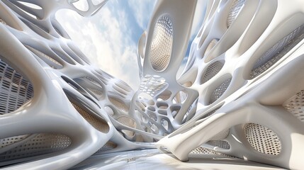 Wall Mural - Surreal and abstract 3D architectural design AI generated illustration