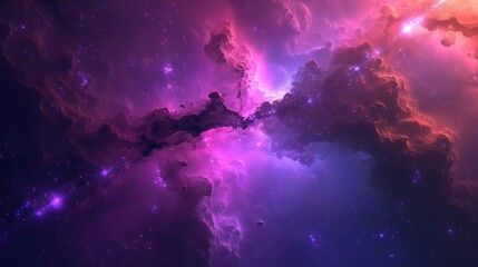Wall Mural - abstract blue purple and pink colored spiral swirls universe nebula clouds in space, with starry nig
