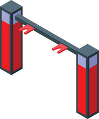 Poster - Parking barrier gate system is controlling access to paid zone, limiting cars, and charging fee