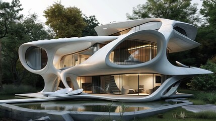 Poster - Unique and creative 3D architecture AI generated illustration