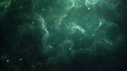 Wall Mural - abstract green universe nebula clouds in space, with starry night cosmos galactic sky. wallpaper bac