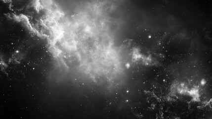 Wall Mural - abstract black and white universe nebula clouds in space, with starry night cosmos galactic sky. wal