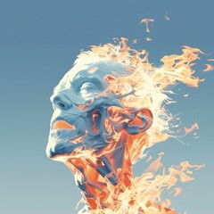 Wall Mural - Burning Head.