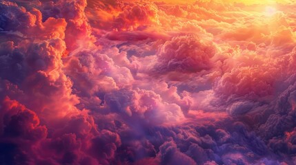 Wall Mural - Clouds of Afterlife. Escape to Reality series. Background composition of surreal sunset sunrise colors and textures on the subject of landscape painting, imagination, creativity and art