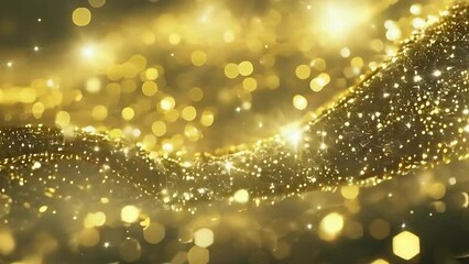 Poster - A shimmering wave of gold glitter and bokeh lights moves gracefully across the screen.
