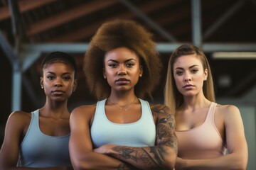 Wall Mural - Group portrait of confident young women in activewear