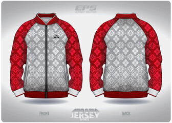 Sticker - EPS jersey sports shirt vector.red white flower pine pattern design, illustration, textile background for sports long sleeve sweater