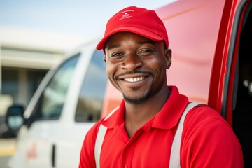 Poster - Portrait of a smiling African American delivery man