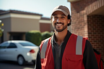 Poster - Portrait of a smiling African American delivery man