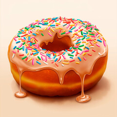 Wall Mural - Unhealthy fast food. A delicious donut on a pastel-colored background with colorful decorations. The banner.