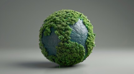 globe with green energy icons in a 3d render, representing climate change and environmental sustaina
