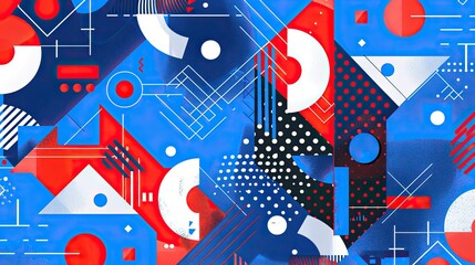 Poster - Abstract geometric blue background in a flat graphic style . Modern blue background