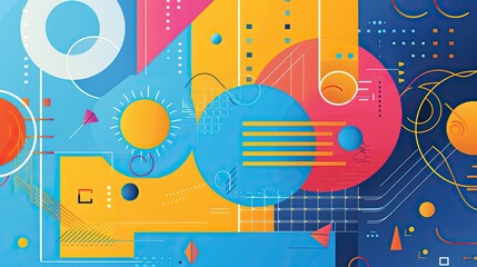 Poster - Abstract geometric blue background in a flat graphic style . Modern blue background