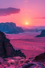 Wall Mural - Desert sunset landscape