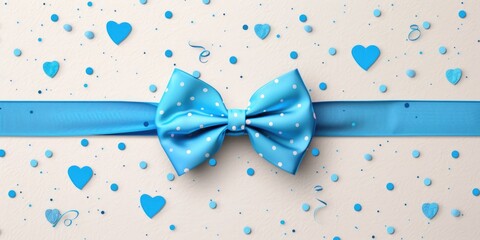 Wall Mural - Blue ribbon with bow