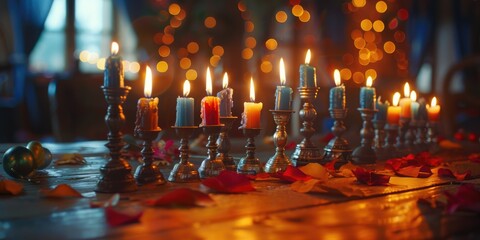 Wall Mural - Wooden Table with Candles