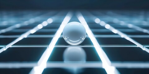 Wall Mural - Neon game screen featuring glowing squares and moving white ball. Concept Neon Colors, Glowing Squares, Moving Ball, Game Screen, Visual Effects