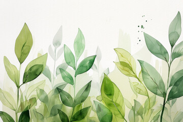 Wall Mural - A painting of leaves with blue and green colors