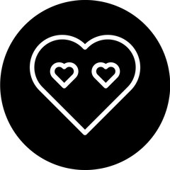 Wall Mural - heart Vector Line White Circle Black