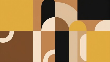 Wall Mural - Minimalist abstract background, geometric shapes, modern, robust textures, yellow,  beige and  black colors