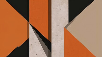 Wall Mural - Minimalist abstract background, geometric shapes, modern, robust textures, orange,  beige and  black colors