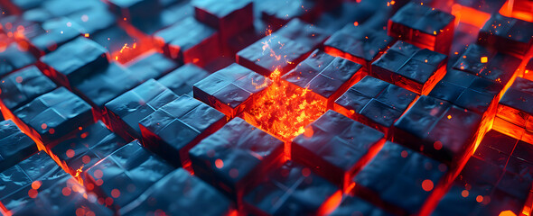 Poster - Activation. Activating data, system, or architecture. AI, IT, technology abstract design
