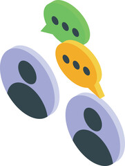 Poster - concept of online business communication with two business people exchanging messages using chat bub