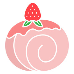 Sticker - illustration of swiss roll cake with strawberry