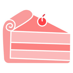 Canvas Print - pink valentine slice cake illustration