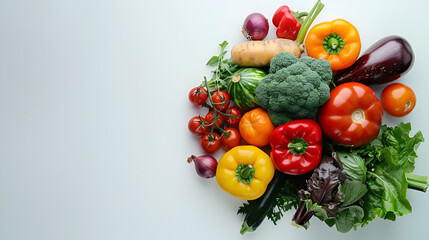 Wall Mural - Front View Colorful Vitamin-Rich Vegetables on Plain White Background