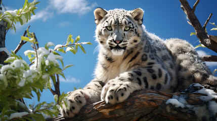 Sticker - Snow Leopard In Nature Realistic