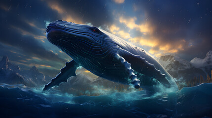 Sticker - Whale In The Sea Realistic