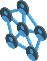 Poster - Blue lines are connecting people in this isometric illustration of a social network