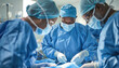 © ЮРИЙ ПОЗДНИКОВ - Surgeons show teamwork and skill in healthcare by performing a procedure in the OR