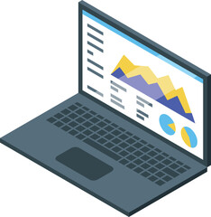 Poster - Laptop displaying financial data and charts, illustrating business analysis and market trends