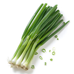 Wall Mural - Green japanese bunching onion isolated on white background