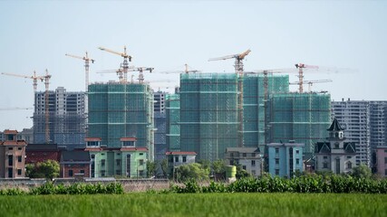 Wall Mural - time lapse view of construction site 