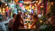 © spyrakot - Vibrant Outdoor Cafe with Mosquito Repellent Candles, Patrons Enjoying Lively Atmosphere