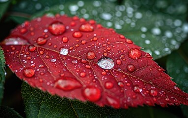 Wall Mural - water drops on leaf