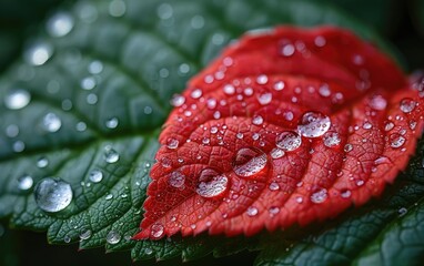 Wall Mural - water drops on leaf