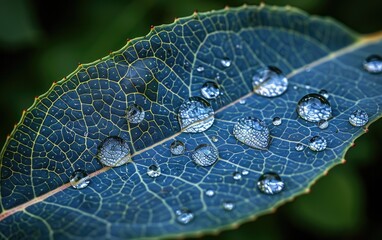 Wall Mural - water drops on leaf