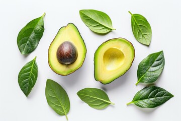 Wall Mural - Fresh Avocado with Leaves