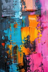 Poster - Abstract painting with vibrant, contrasting colors and unique textures.